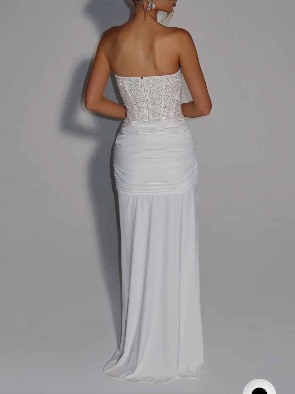 Beaded Strapless White Wedding Gown with Draped Waist Carina Maxi gown Babyboo - Picture 7 of 13